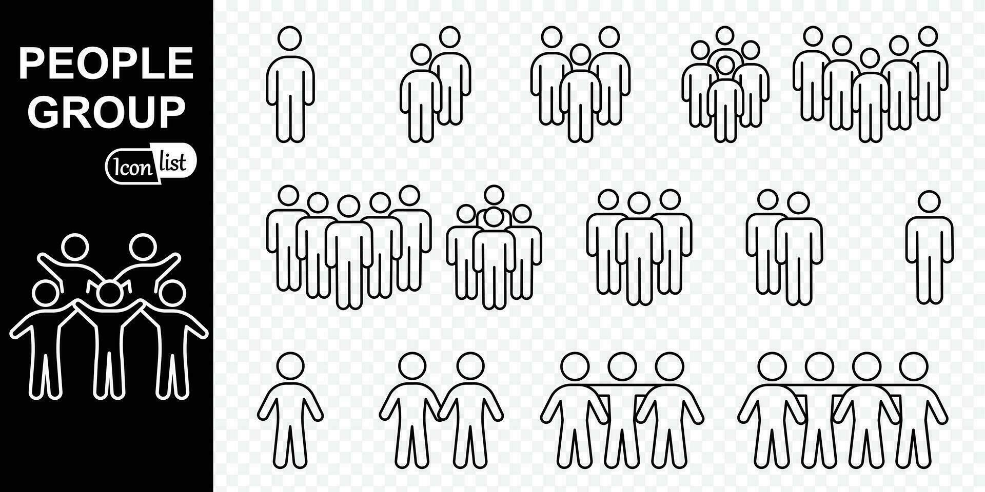 Menschen Gruppe Linie Symbol Satz. Gruppe von Menschen, Mannschaft oder Menge eben Vektor Symbol zum Geschäft Apps und Webseiten.