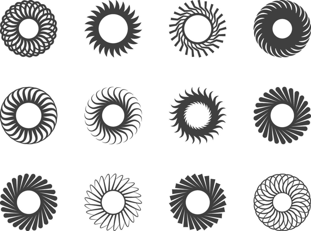 spiral och virvla runt rörelse vridning cirklar design element uppsättning. vektor