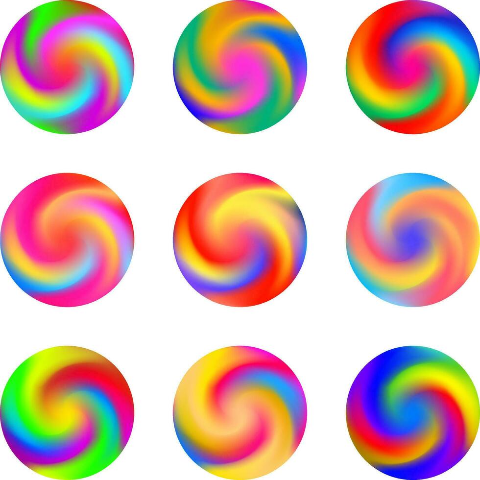 vriden virvla runt regnbåge Färg boll tre dimensionell uppsättning design element vektor