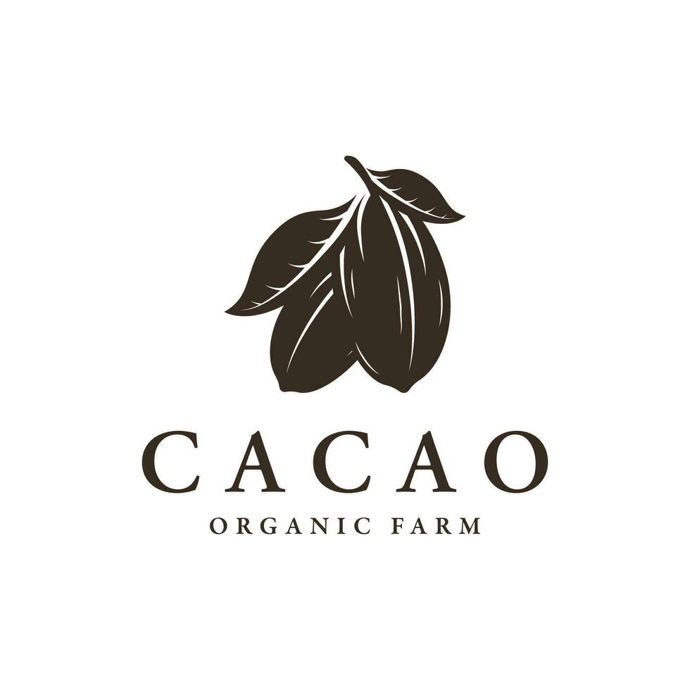 organisch Schokolade oder Kakao Obst Logo Vorlage Design isoliert Hintergrund. vektor