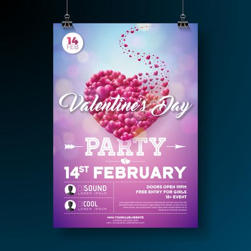 Valentinstag-Party-Flyer-Design vektor