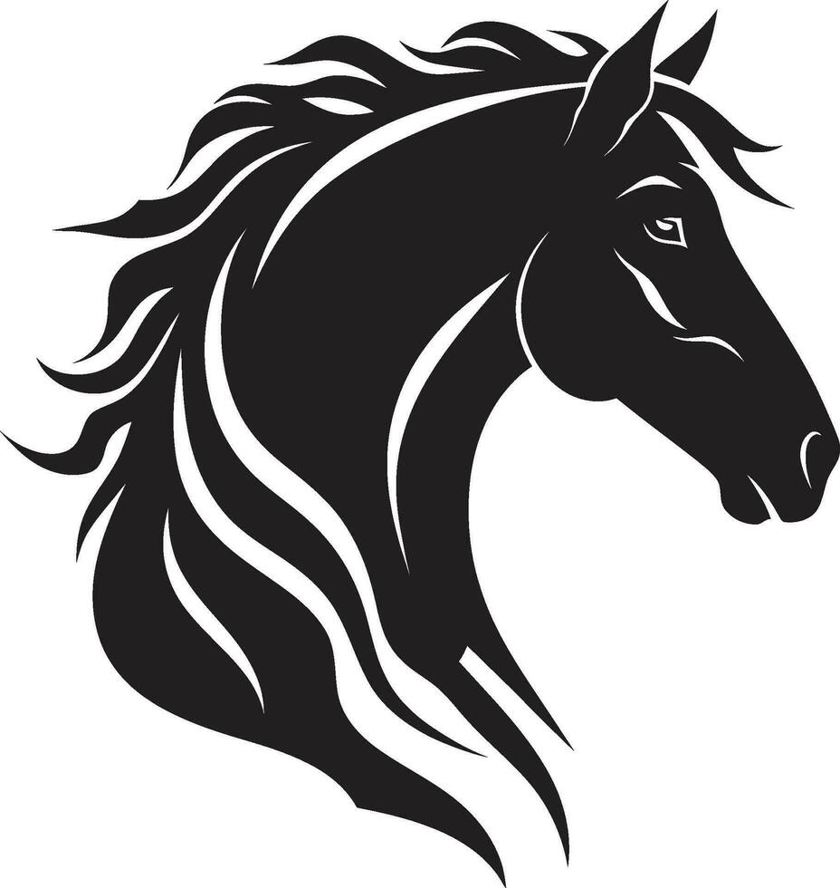 hovslag i rörelse svart vektor visa upp de hästar majestät graciös manen svartvit vektor skildring av häst- skönhet