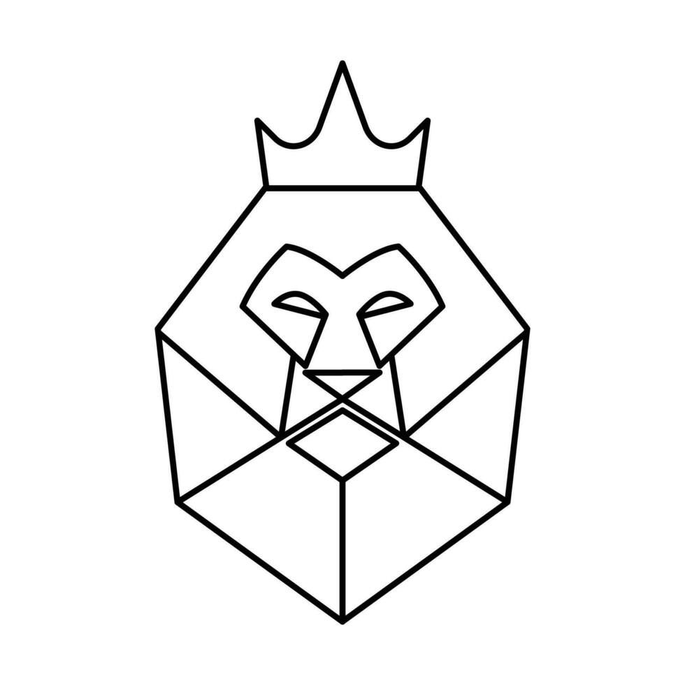 Kopf Löwe tragen Krone Logo, Symbol auf Weiß Hintergrund. Vektor Design Illustration.