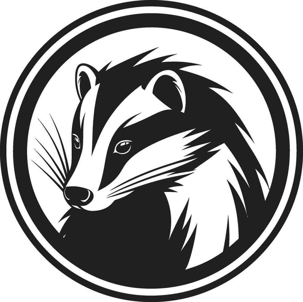 schwarz Schönheit von das Wald ebon Emblem Grafik Skunk Symbol scharf Leistung vektor