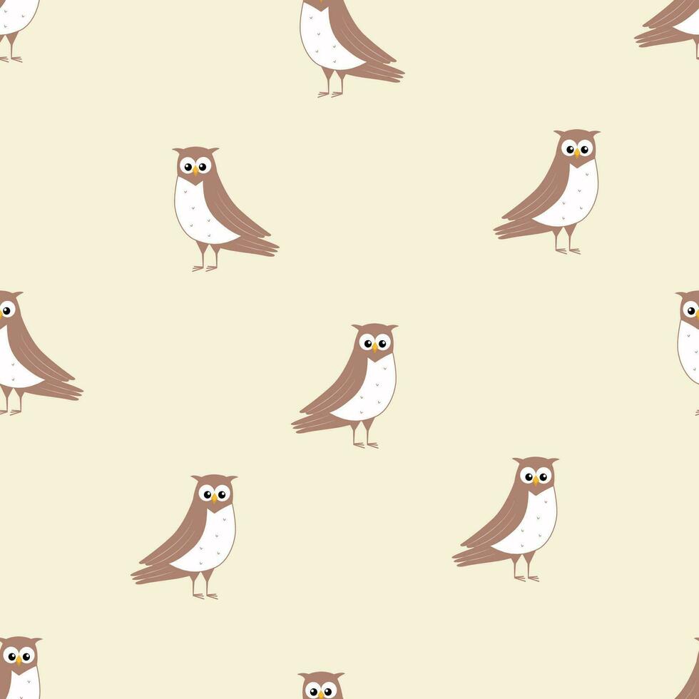 sömlös mönster av söt tecknad serie Uggla. bakgrund tapet för barn med en rolig skog fåglar. vektor