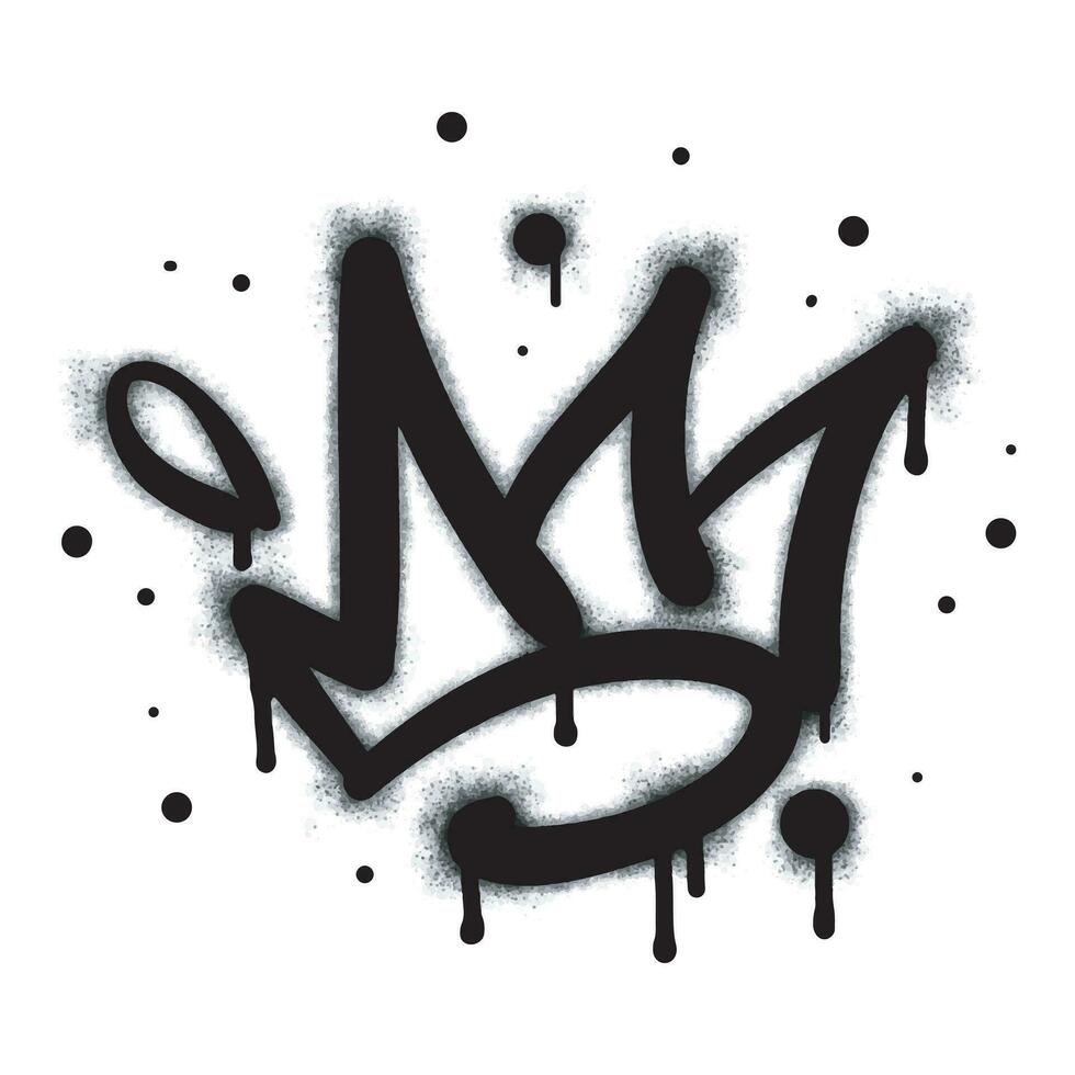 sammlung von sprühlackierten graffiti-kronenzeichen in schwarz über weiß. Krone Tropfsymbol. isoliert auf weißem Hintergrund. Vektor-Illustration vektor