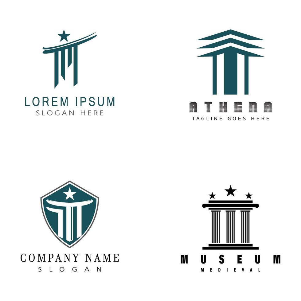 antike säulensäulen griechisches rom athen historisches gebäude logo vektor