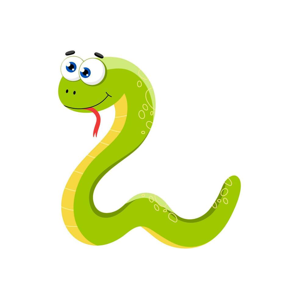 söt, rolig orm karaktär. vektor illustration isolerat på vit bakgrund