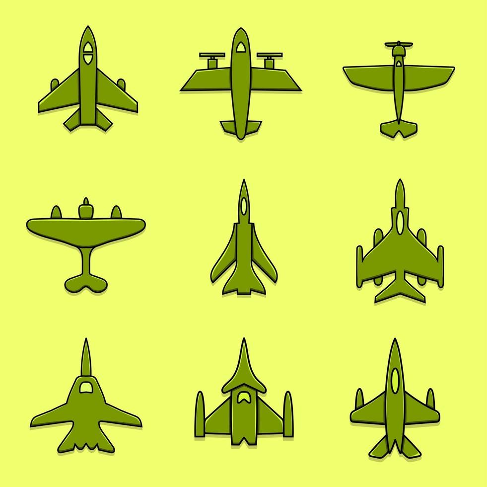 uppsättning militära jet fighter isolerade vektor illustration flygplan