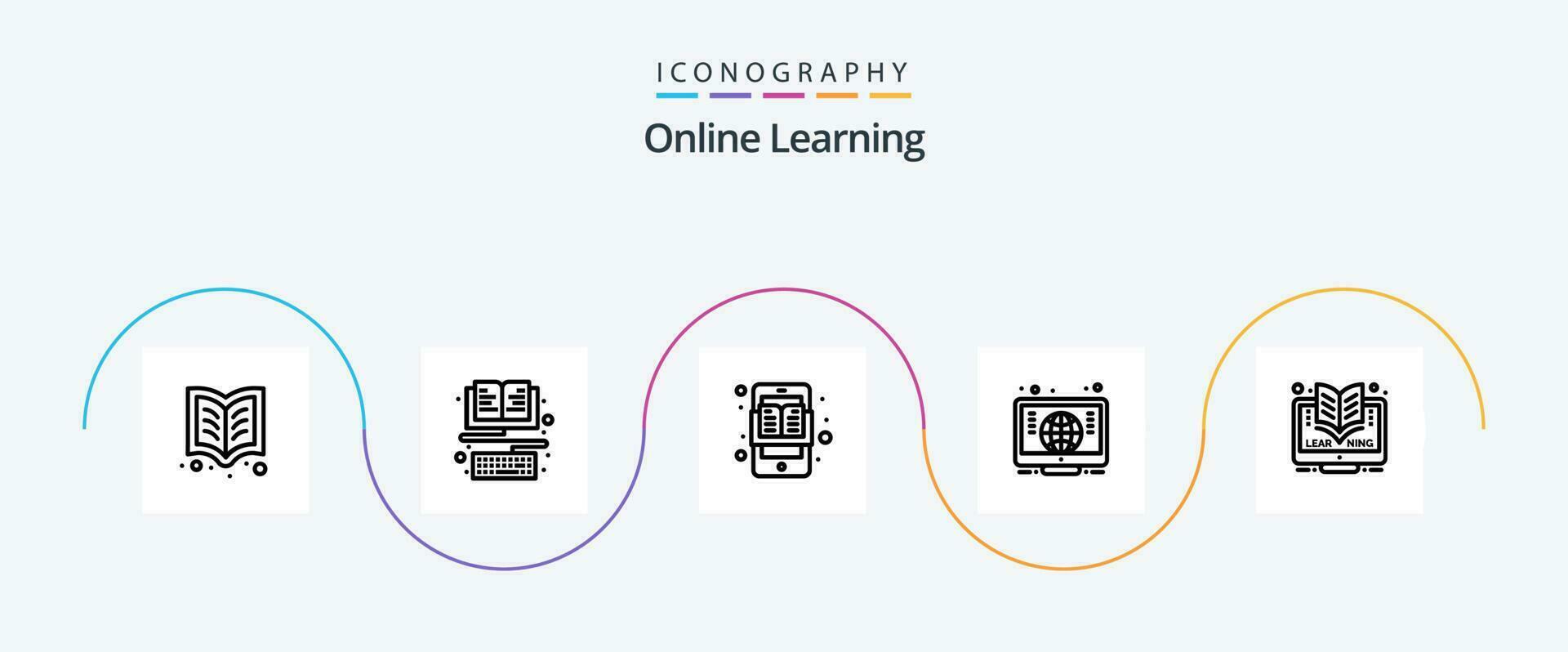 uppkopplad inlärning linje 5 ikon packa Inklusive inlärning. uppkopplad. utbildning. inlärning. dator vektor