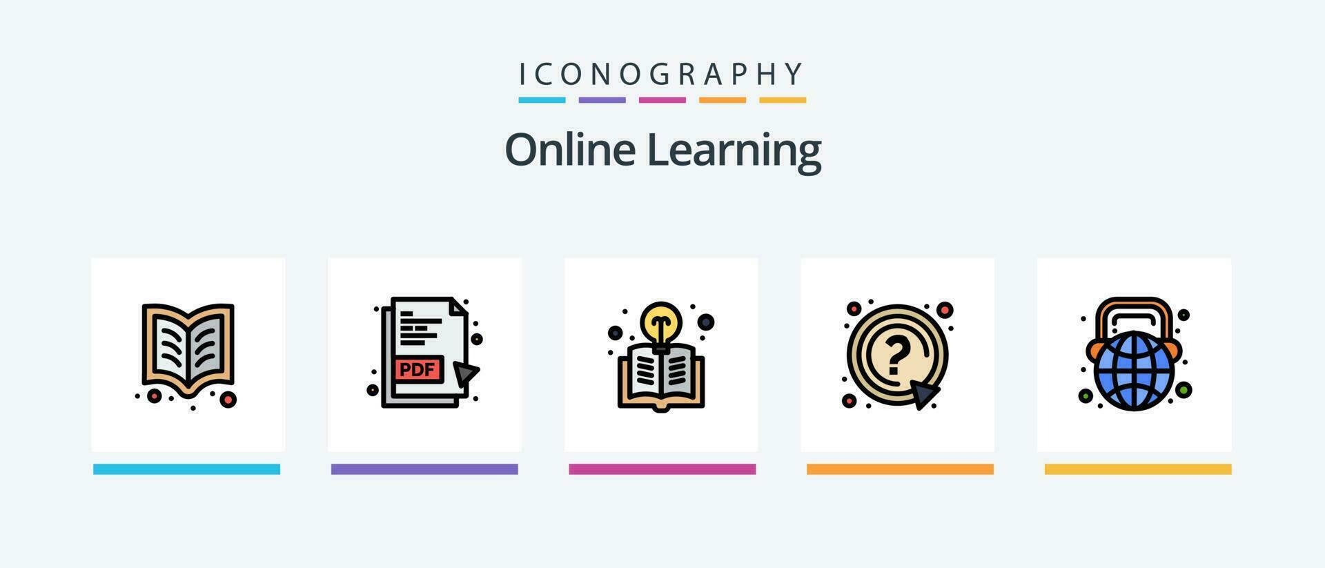 online Lernen Linie gefüllt 5 Symbol Pack einschließlich Youtube. online. Unterstützung. lernen. Bildung. kreativ Symbole Design vektor