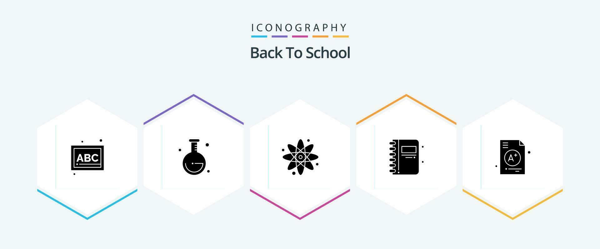 tillbaka till skola 25 glyf ikon packa Inklusive utbildning. a. tillbaka till skola. öppen bok. bokmärke vektor