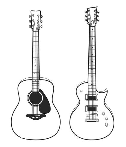 Elektriska och akustiska gitarrer vektor