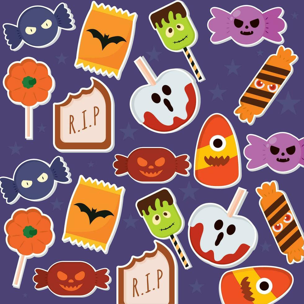 Halloween Süßigkeiten Muster Hintergrund Vektor Illustration