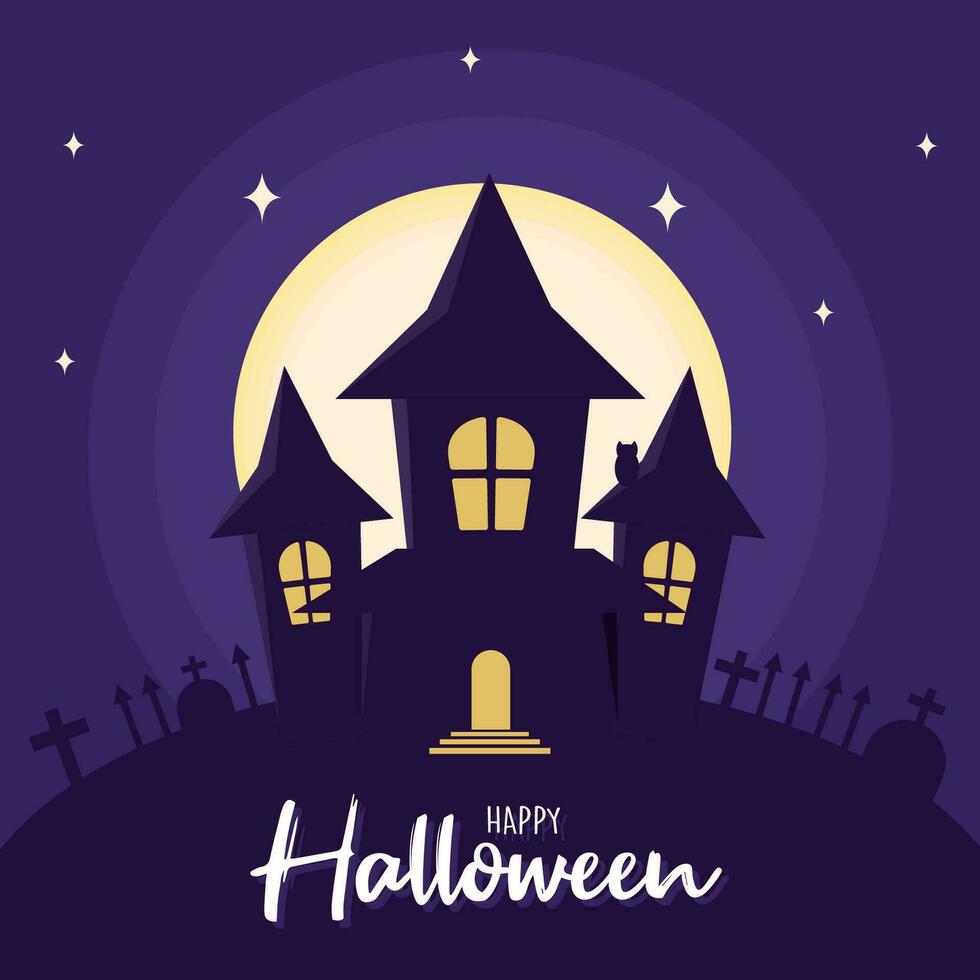 Lycklig halloween affisch slott av skräck vektor illustration