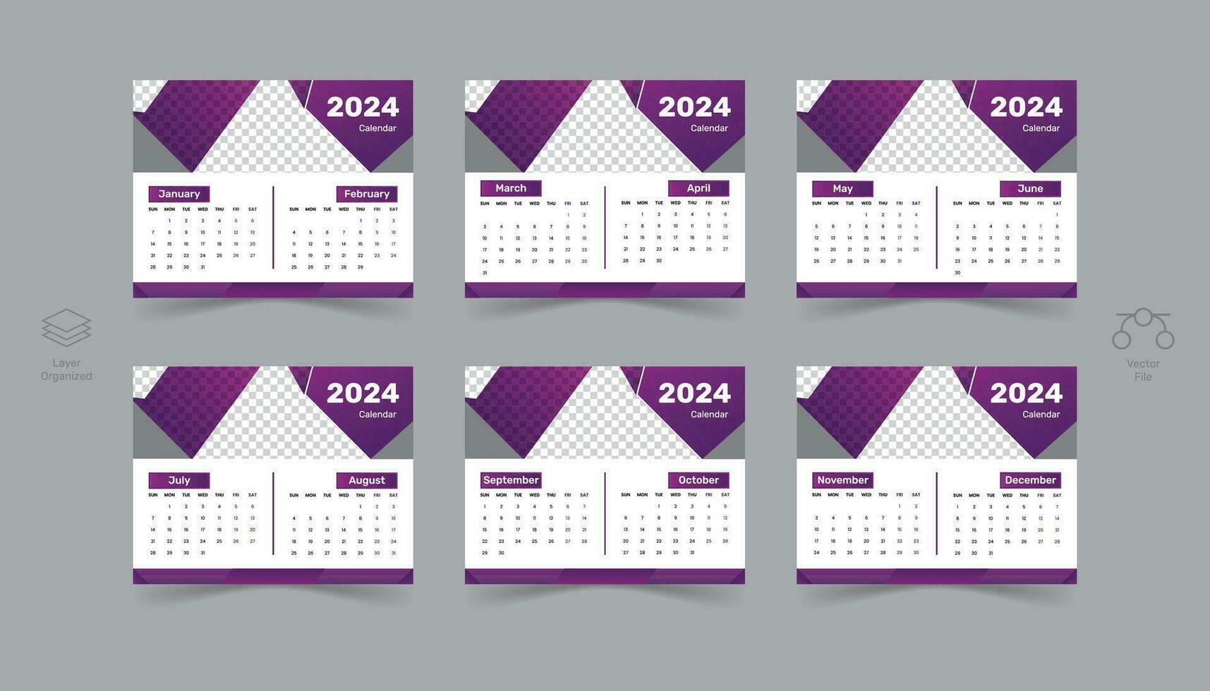 modern minimalistisk kalender design av 2024 vektor