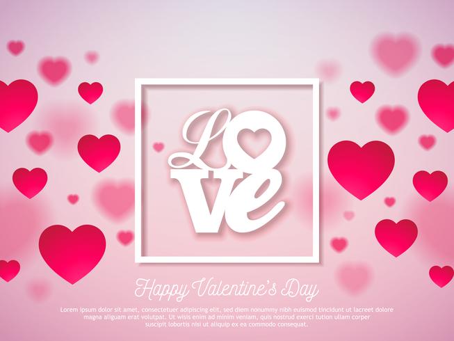 Valentines Day Design mit rotem Herzen und Liebe vektor