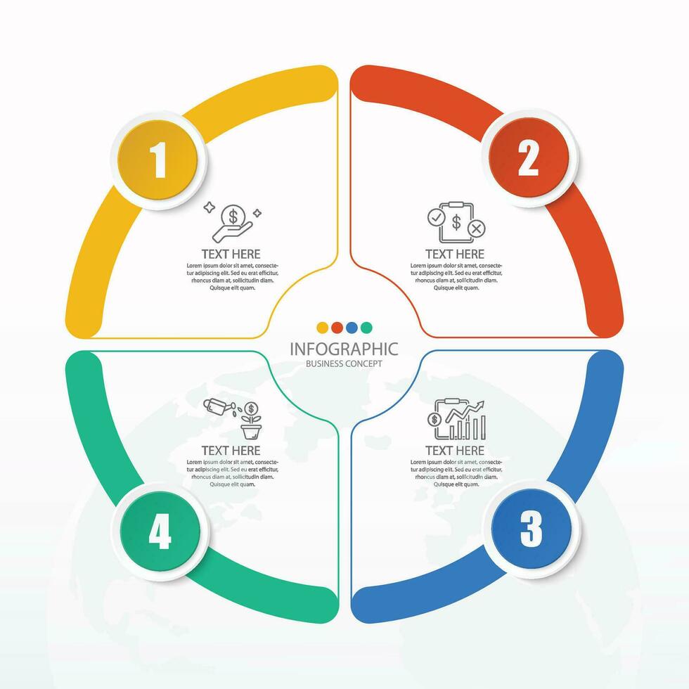 Infografik mit 4 Schritten, Prozess oder Optionen. vektor