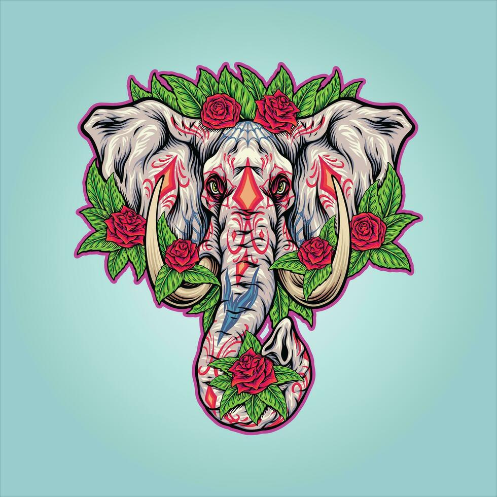 dekorativ skönhet elefant omgiven blom vektor illustrationer för din arbete logotyp, handelsvaror t-shirt, klistermärken och märka mönster, affisch, hälsning kort reklam företag företag eller märken.