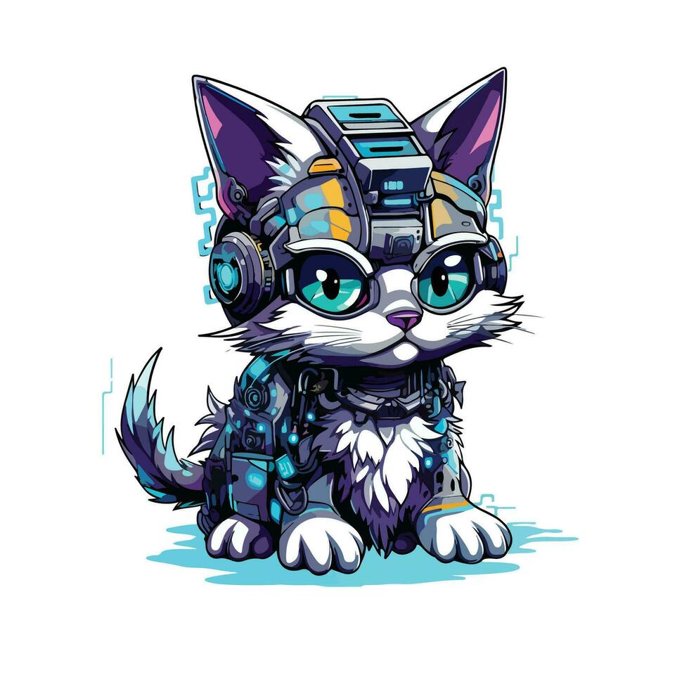 katt cyberpunk vektor