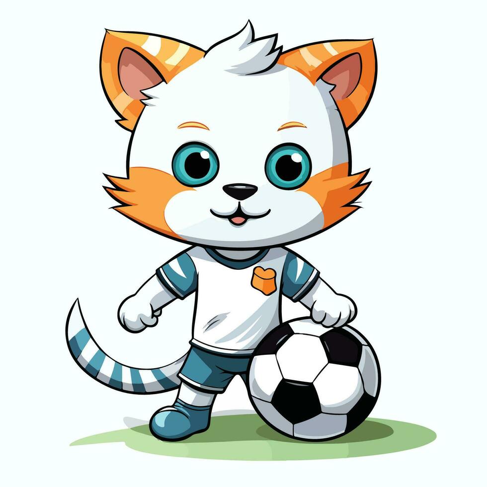 Katze abspielen Fußball vektor