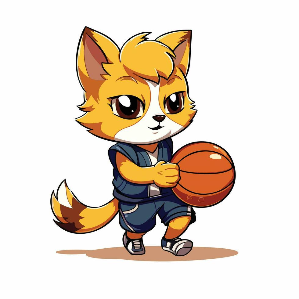 Katze abspielen Basketball vektor
