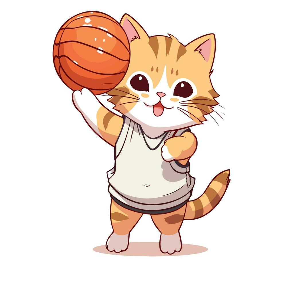 Katze abspielen Basketball vektor