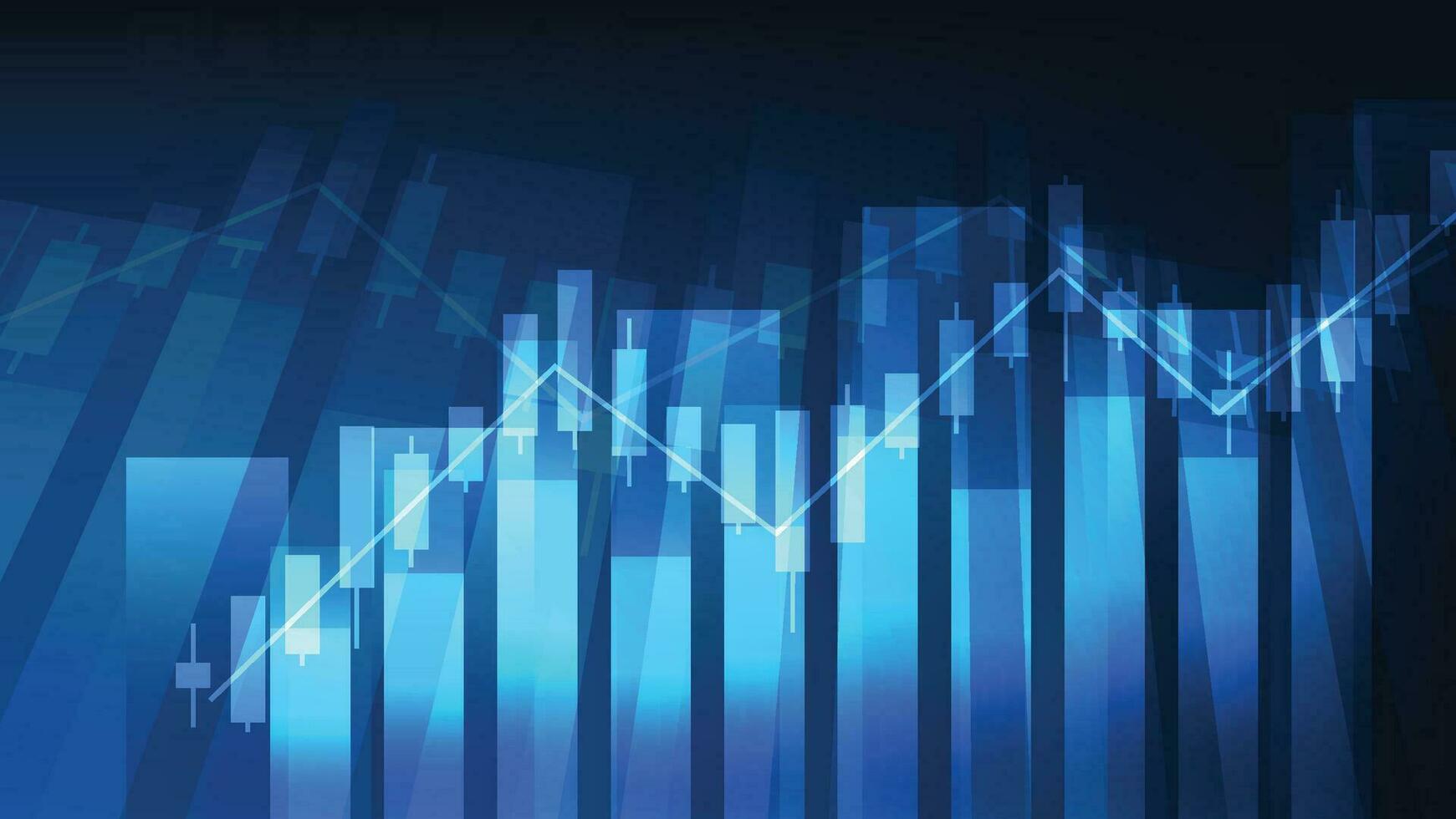 finanziell Geschäft Statistiken mit Bar Graph und Leuchter Diagramm Show Lager Markt Preis auf dunkel Blau Hintergrund vektor