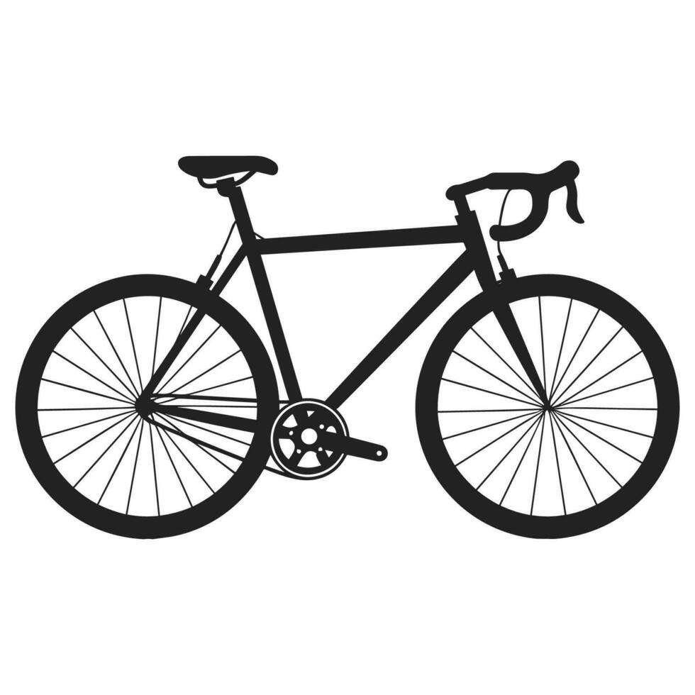cykel svart silhuett vektor illustration, cykel vektor silhuett isolerat på en vit bakgrund