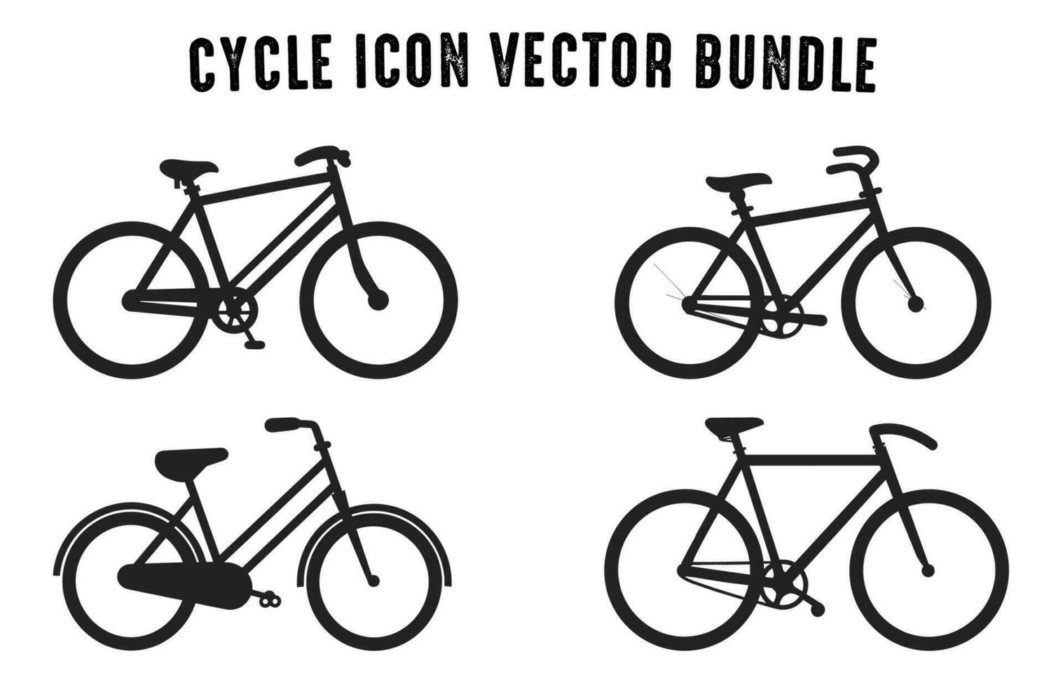 cykel ikon svart silhuett uppsättning, cykel vektor samling isolerat på en vit bakgrund, cykel silhuetter vektor illustration bunt