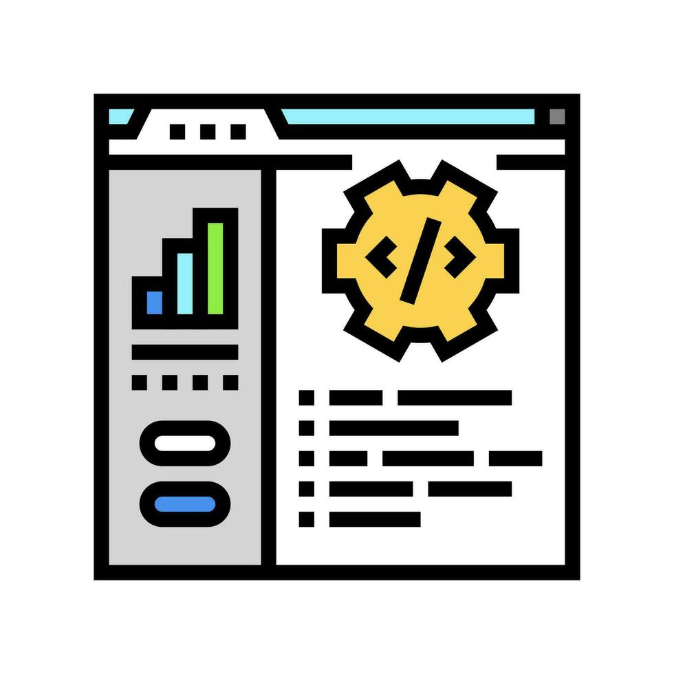 koda optimering analytiker Färg ikon vektor illustration