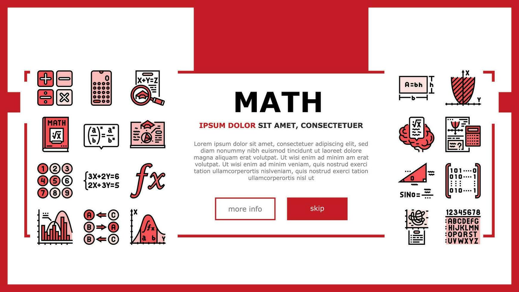 matematik utbildning skola vetenskap landning rubrik vektor