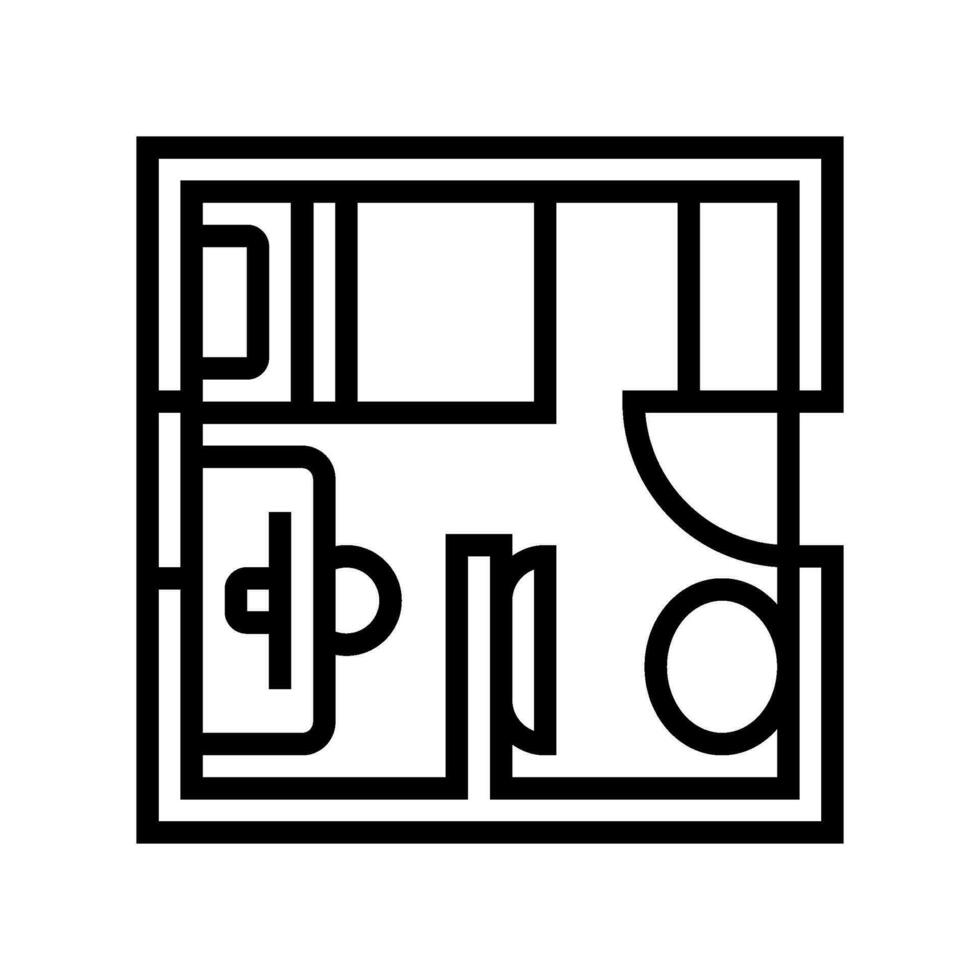 Möbel Anordnung Innere Designer Linie Symbol Vektor Illustration
