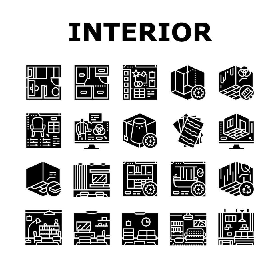 interiör designer kontor ikoner uppsättning vektor