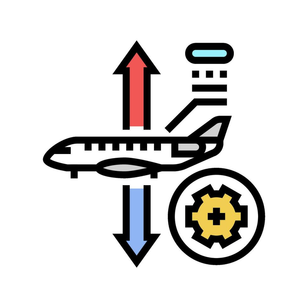 Querruder Einstellung Flugzeug Farbe Symbol Vektor Illustration