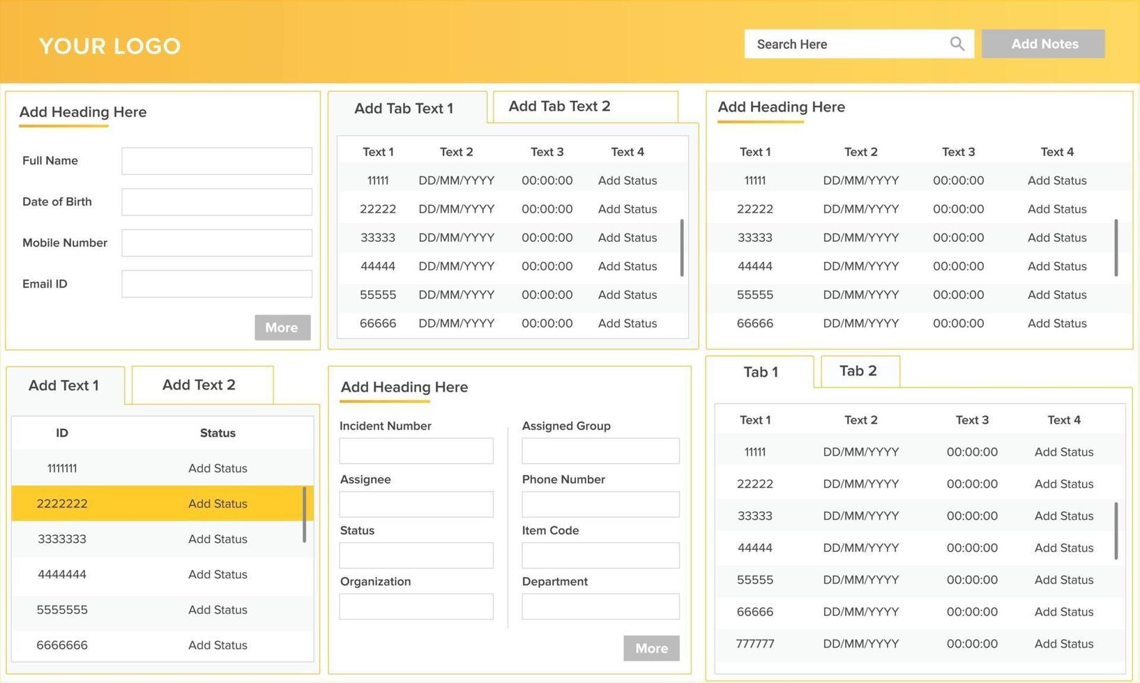 Dashboard-Vorlage für das Benutzer-Admin-Panel. vektor