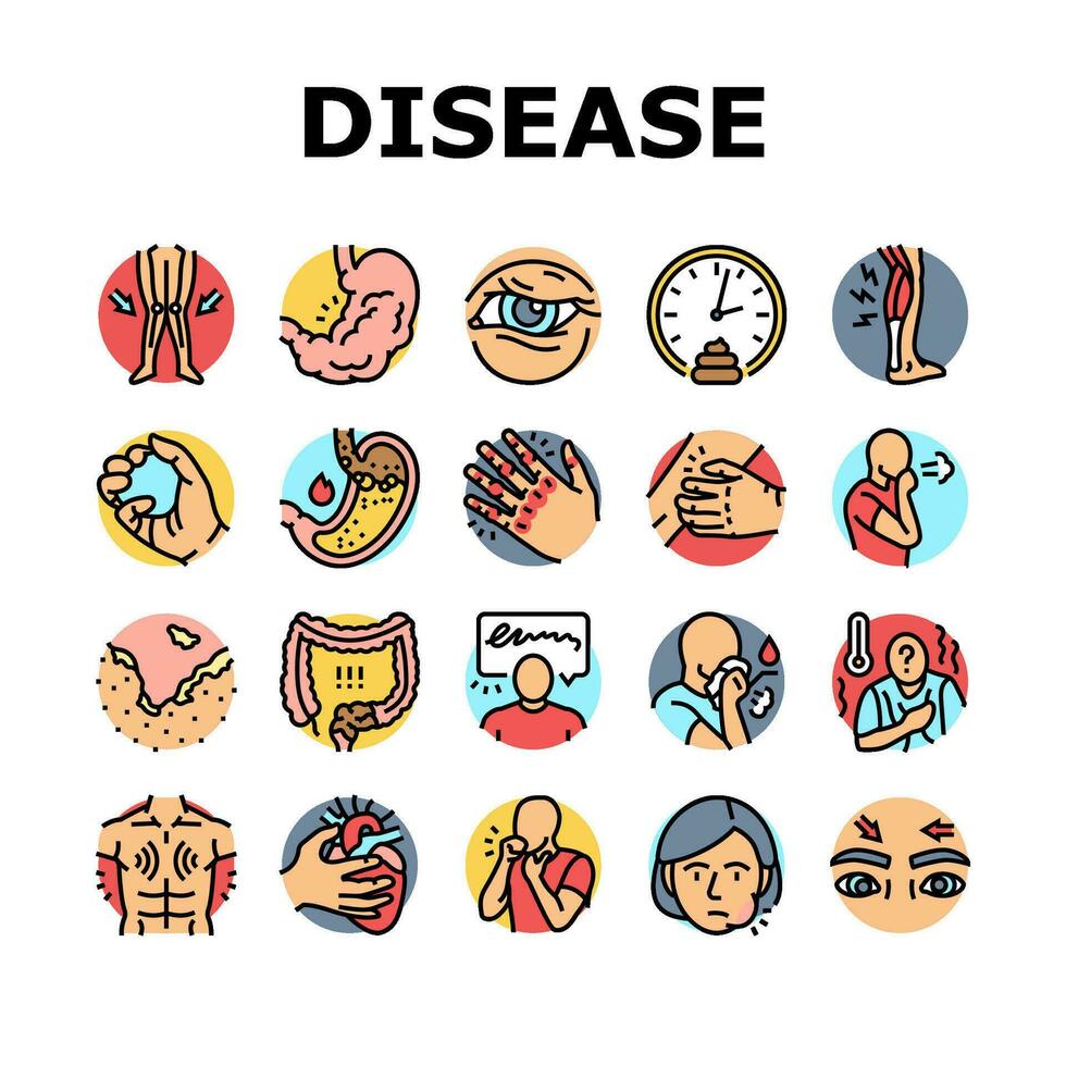 sjukdom symptom hälsa ikoner uppsättning vektor