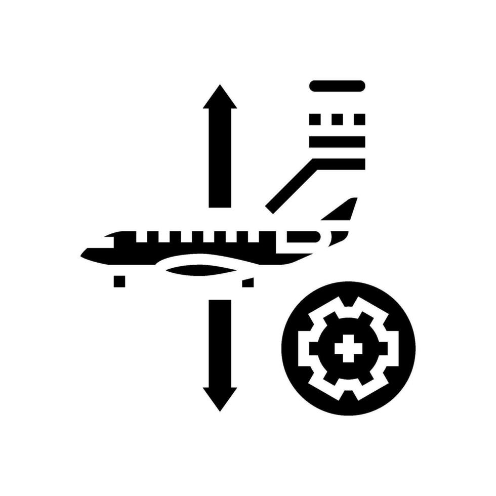 Querruder Einstellung Flugzeug Glyphe Symbol Vektor Illustration