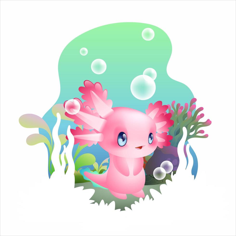 söt baby axolotl vektor illustration