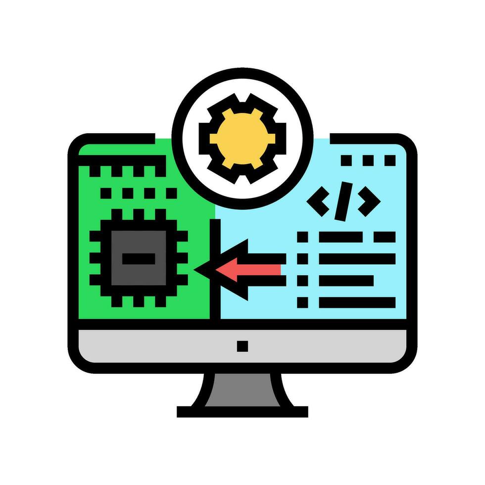 Mikrocontroller Programmierung Elektronik Farbe Symbol Vektor Illustration