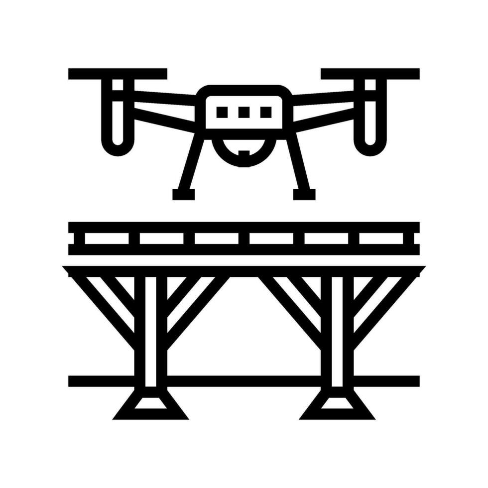 Brücke Inspektion Drohne Linie Symbol Vektor Illustration