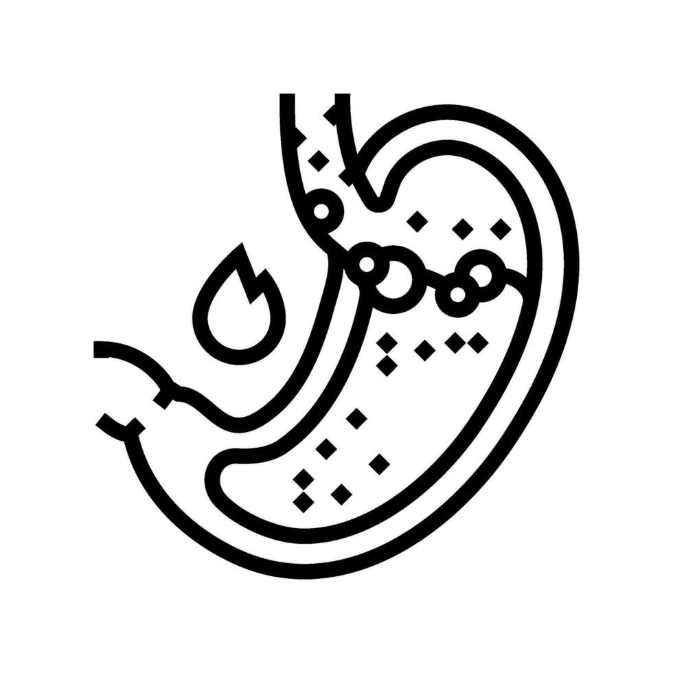 hartnäckig Sodbrennen Krankheit Symptom Linie Symbol Vektor Illustration