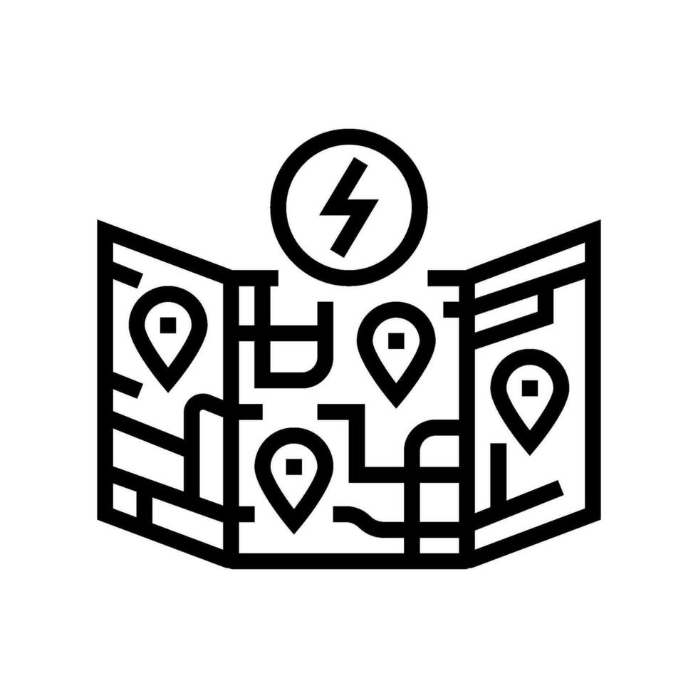 ev Laden Karte elektrisch Linie Symbol Vektor Illustration