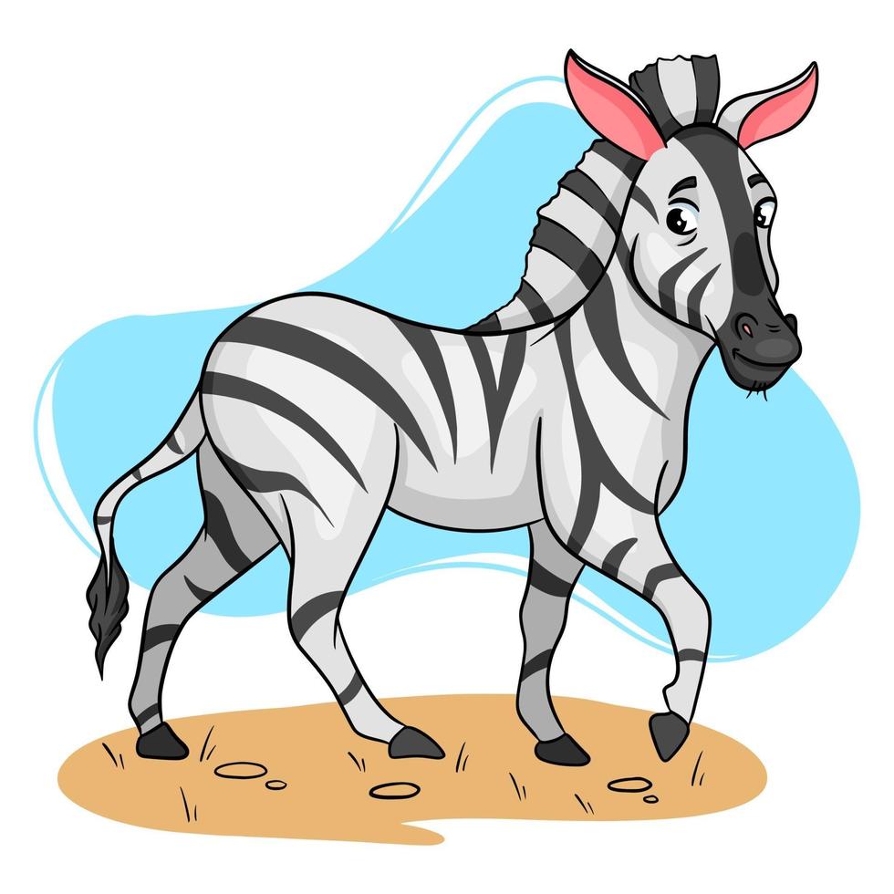 Tiercharakter lustiges Zebra im Cartoon-Stil. vektor