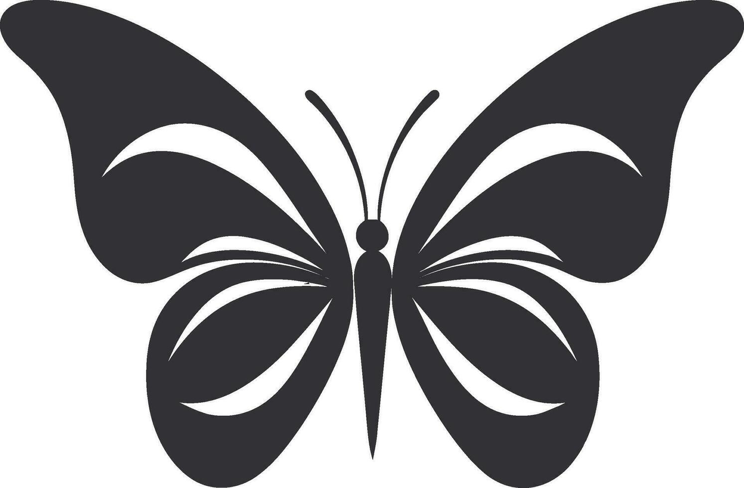 monochromatisch Majestät schwarz Vektor Schmetterling Design künstlerisch Flügel im Bewegung schwarz Schmetterling Symbol