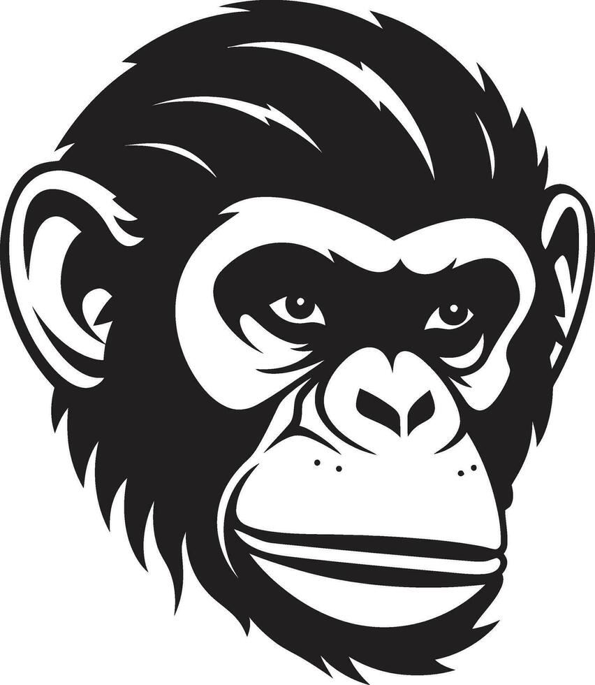 majestätisk primat svart schimpans ikon graciös vilda djur och växter schimpans symbol i svart vektor