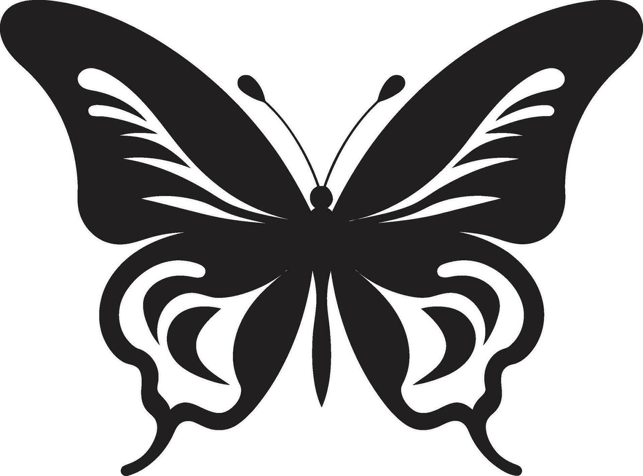 glatt und mysteriös schwarz Schmetterling Kennzeichen Schmetterling Silhouette im Bewegung ein Arbeit von noir vektor