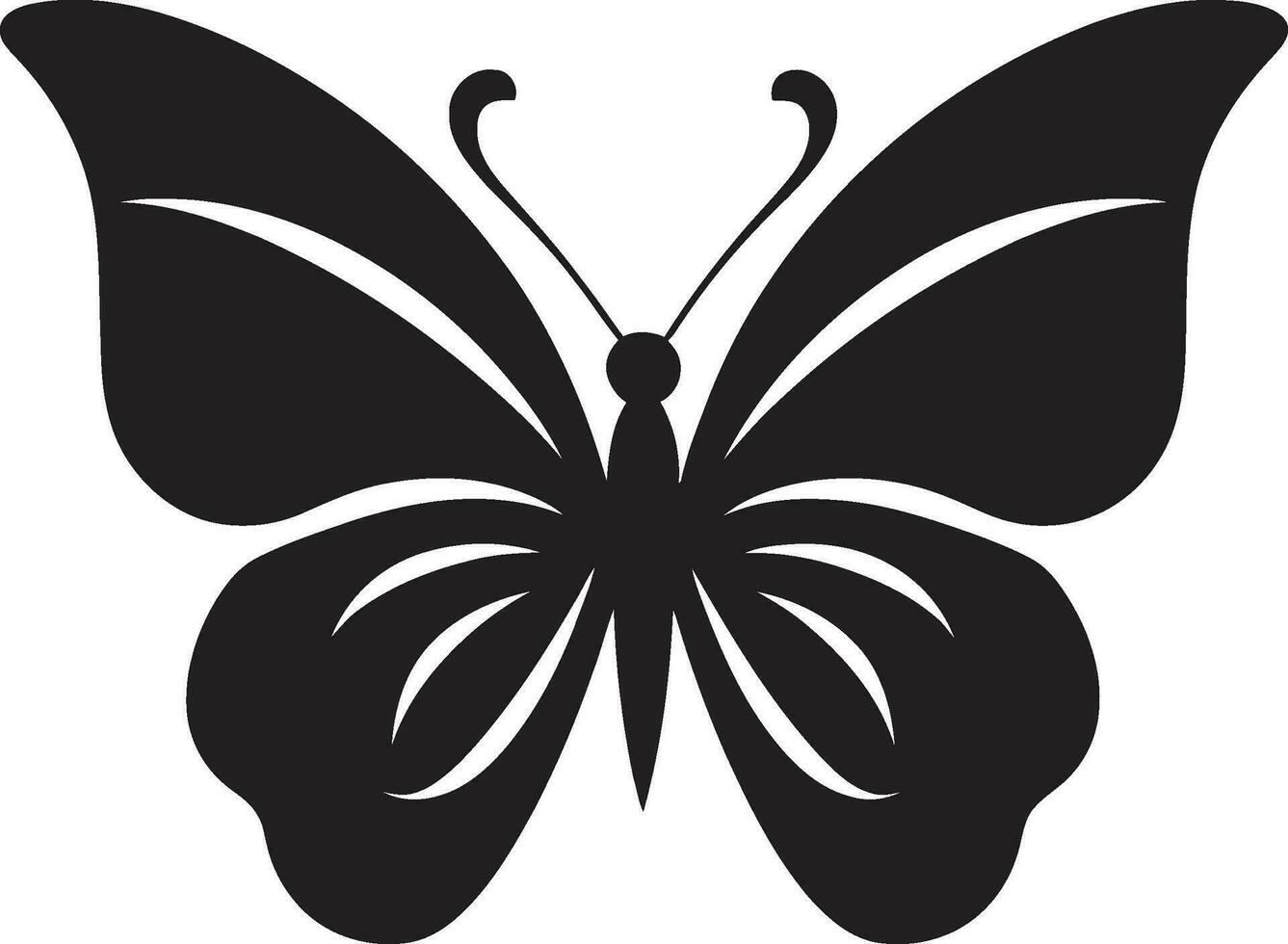 elegant Freiheit schwarz Schmetterling Symbol geflügelt Schönheit im schwarz Schmetterling Symbol vektor