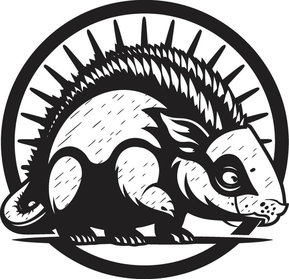 glatt und stark schwarz Gürteltier Logo noir Gürteltier Emblem ein Kennzeichen von Beharrlichkeit vektor