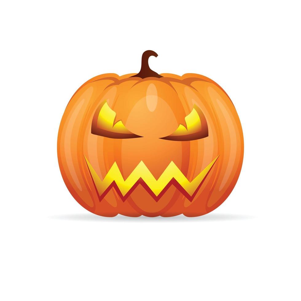 halloween pumpa med läskigt ansikte på vit bakgrund. vektor